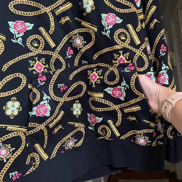 EUC Stussy Gold Chain Print Hoodie - Picture 5 of 6
